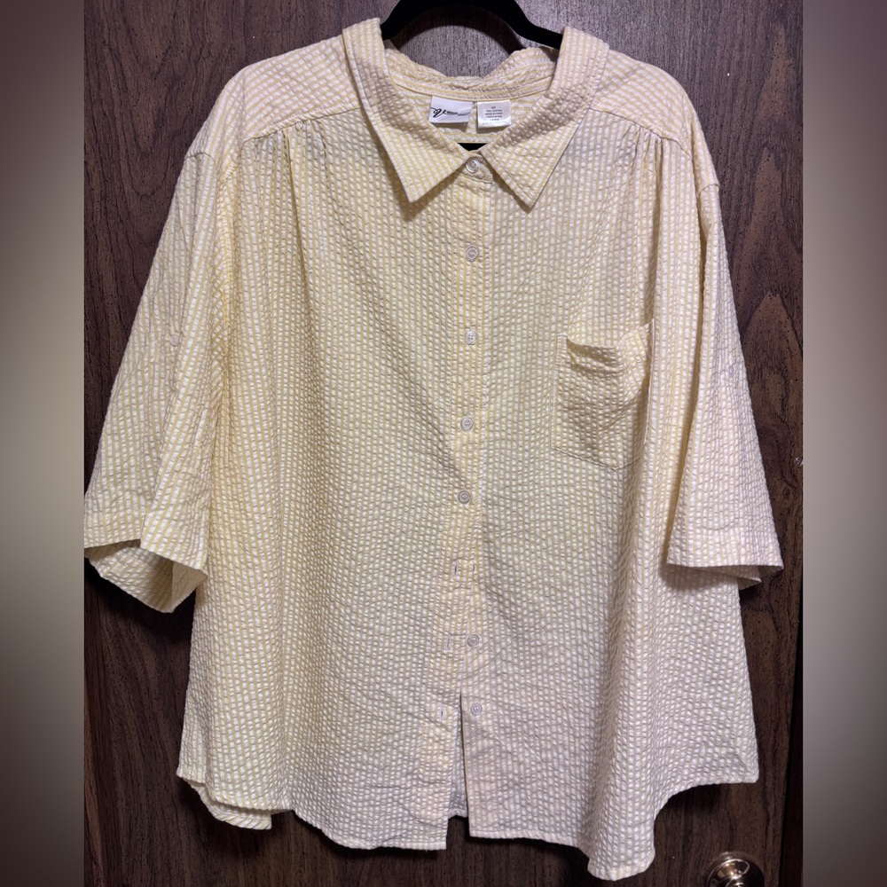 Venezia Yellow and White Striped Button-Up Shirt